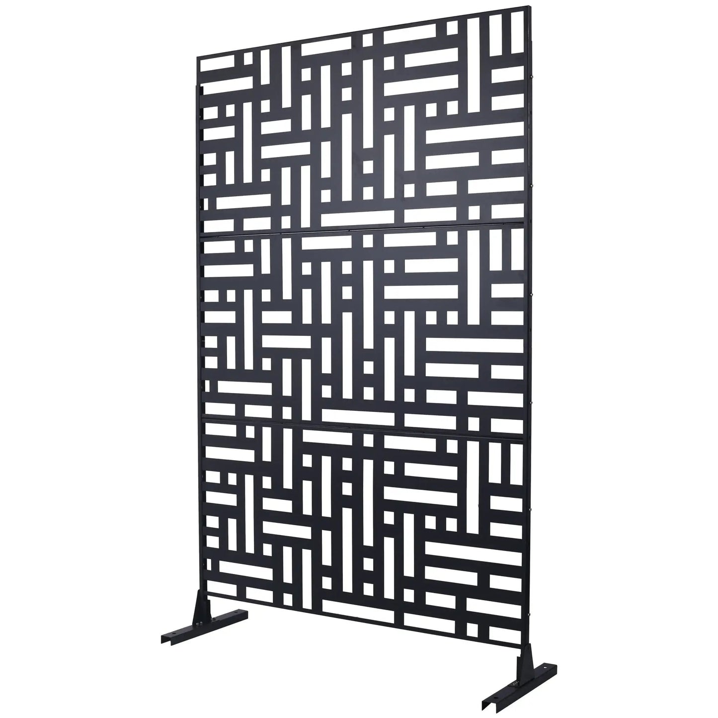 Decorative two-panel metal privacy screen with geometric grid Unique Piece Furniture on Tampa Home & Garden Store