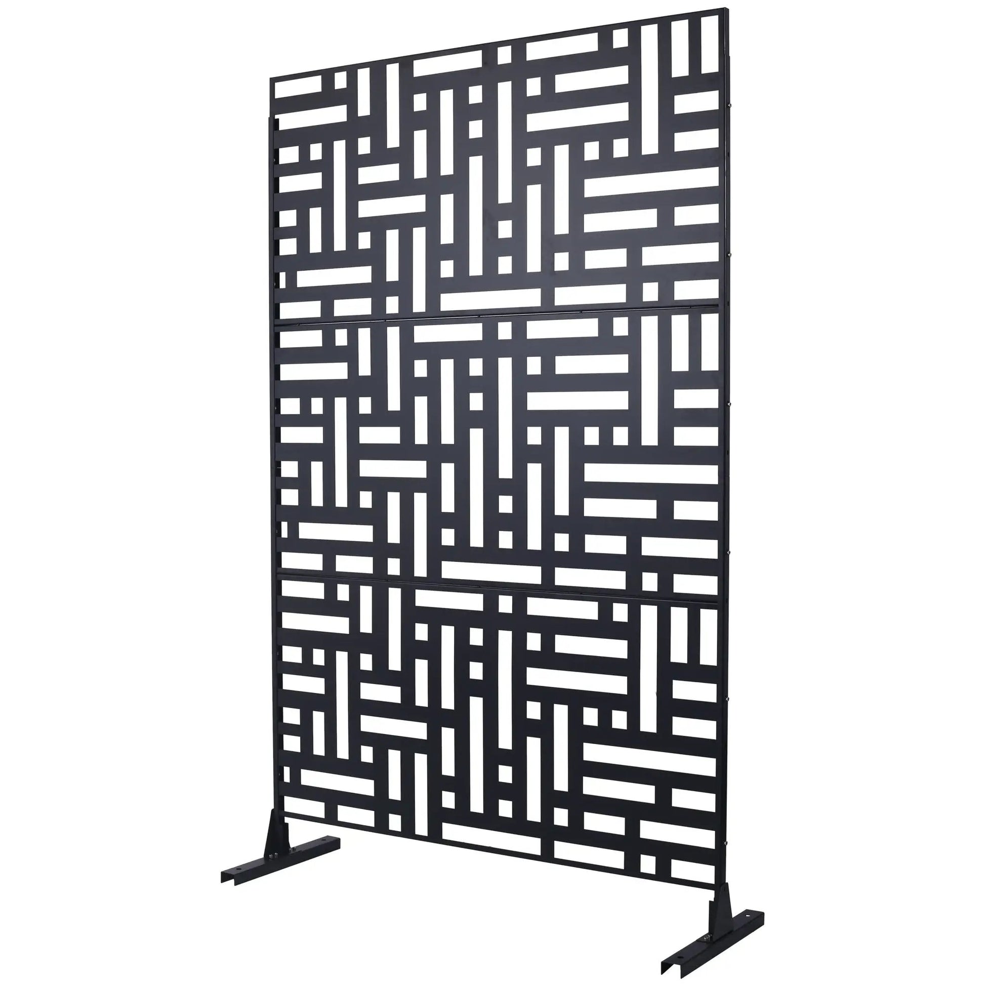 Decorative two-panel metal privacy screen with geometric grid Unique Piece Furniture on Tampa Home & Garden Store