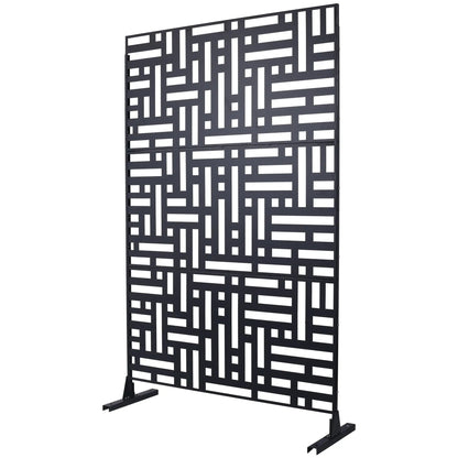 Decorative two-panel metal privacy screen with geometric grid Unique Piece Furniture on Tampa Home & Garden Store
