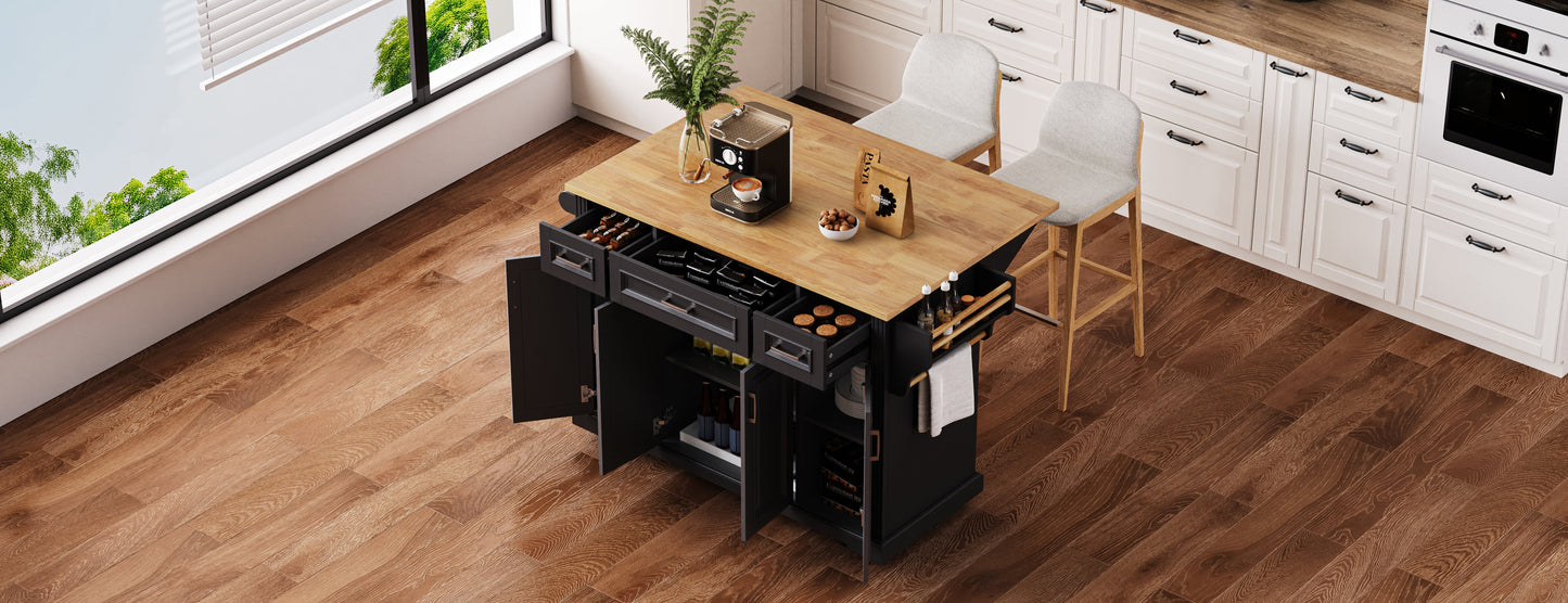 Large 54 Inch Kitchen Island and Rubber Wood