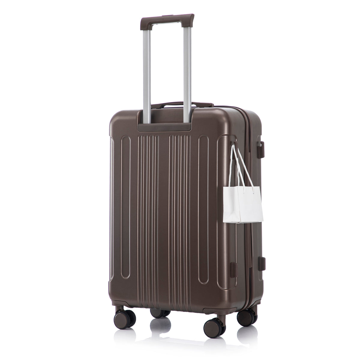 ABS Spinner Luggage Set brown suitcase by HouseOfZazla with extended handle and 4 wheels on Tampa Home & Garden Store