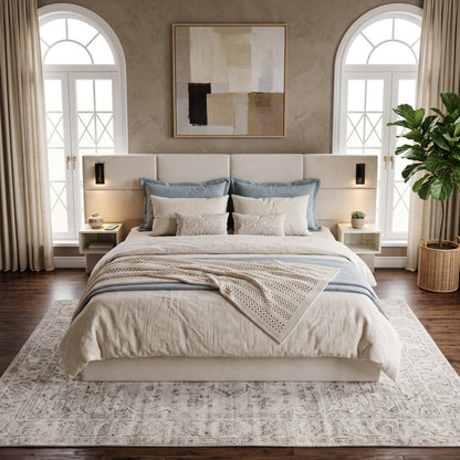King Upholstered Smart Bed and Reading Light