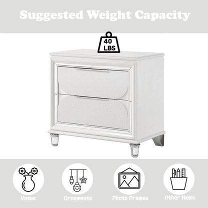 Tarian Pearl White Nightstand with Drawers