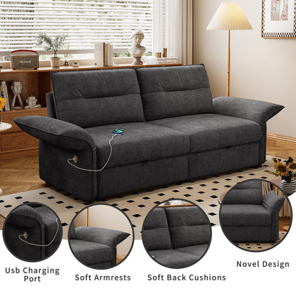 Grey Multifunctional Sofa Bed and Plush Fabric