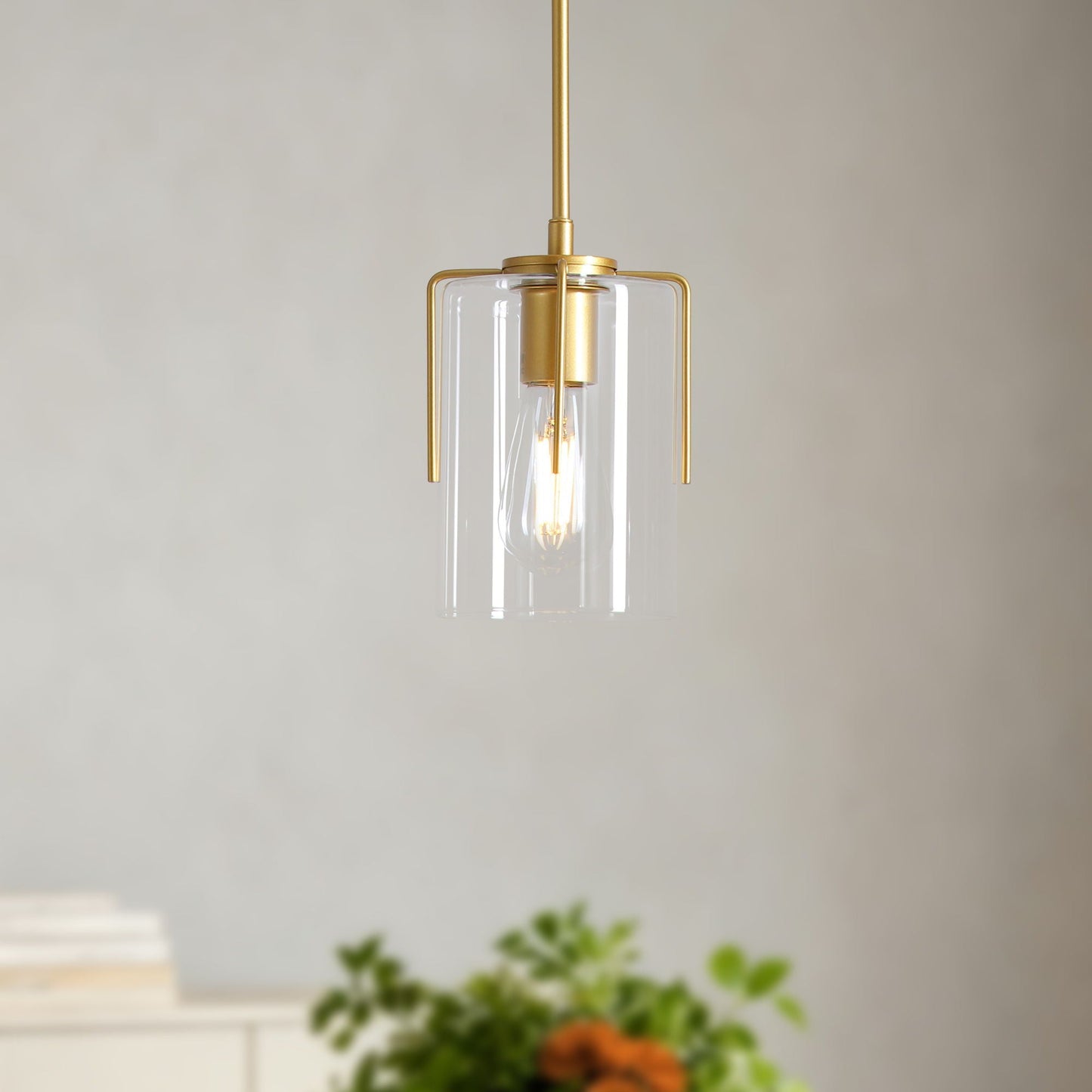 Adjustable Pendant Lighting with Wood Grain