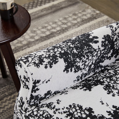 Coffee Table & Armchair Set with black and white damask upholstery and dark wood legs on Tampa Home & Garden Store