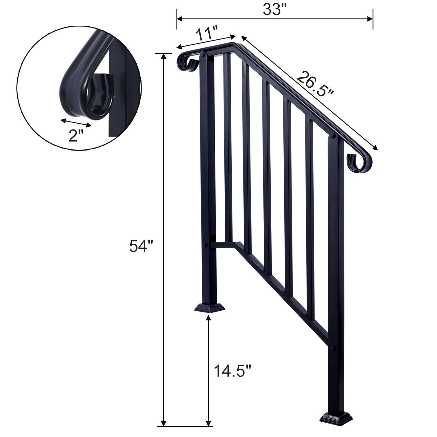 A Powder Coated Wrought Iron Handrail For Steps