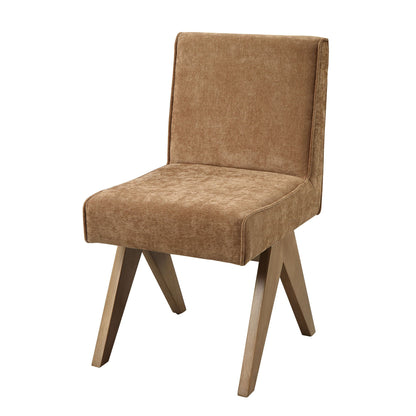Zoey Side Chair with padded chenille cushion in chocolate with wood legs on Tampa Home & Garden Store