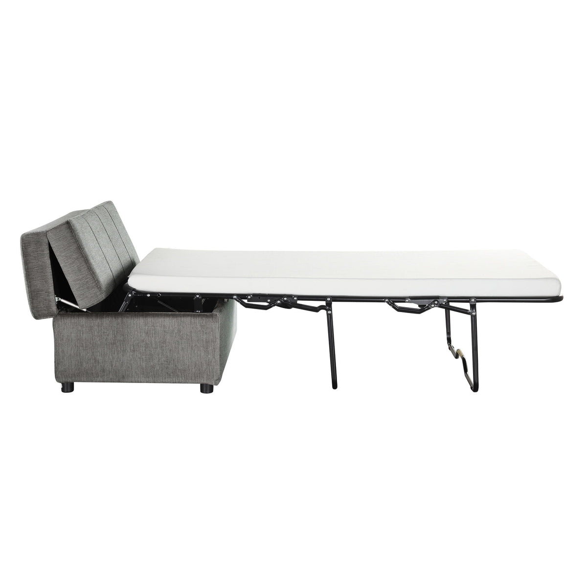 Twin Size Folding Ottoman Sleeper Bed with Mattress, gray fabric, HouseOfZazla on Tampa Home & Garden Store