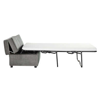 Twin Size Folding Ottoman Sleeper Bed with Mattress, gray fabric, HouseOfZazla on Tampa Home & Garden Store