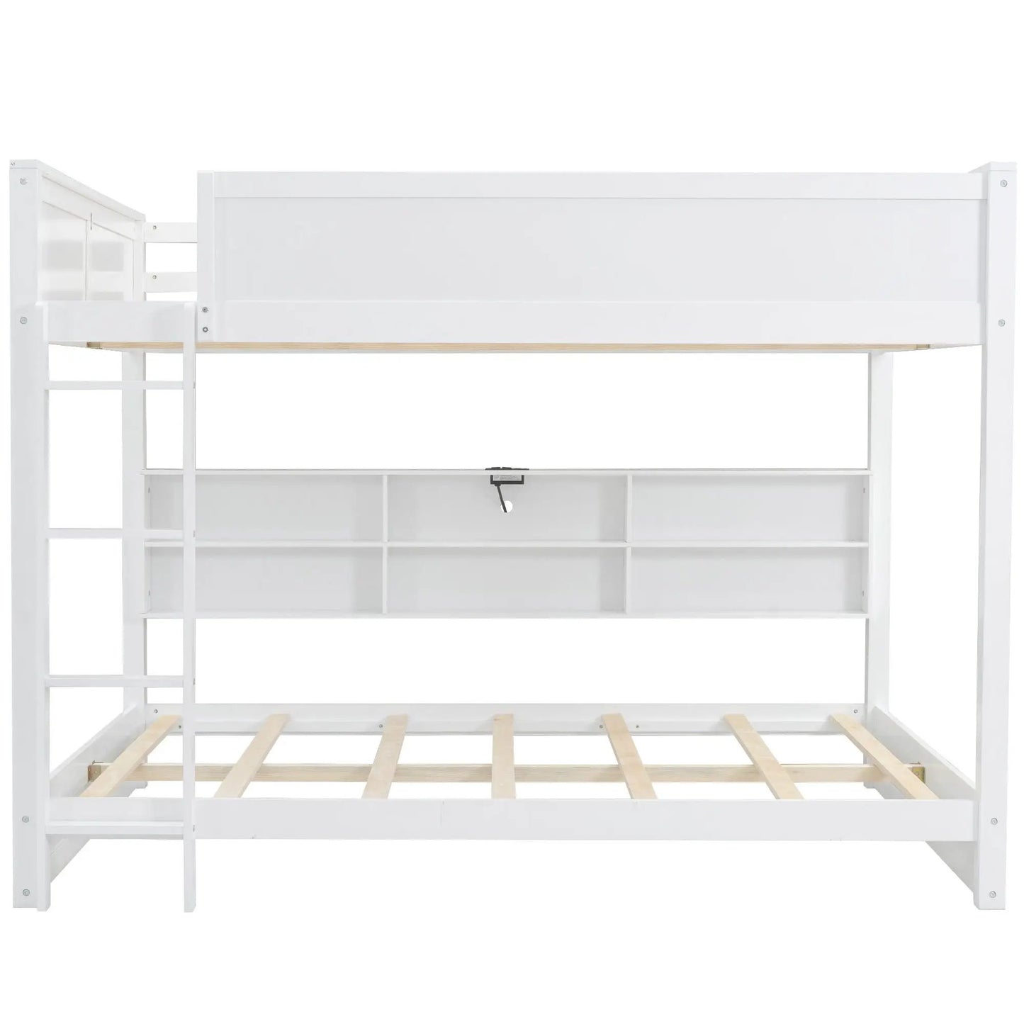 Bunk Bed with Storage Cabinets and USB Ports