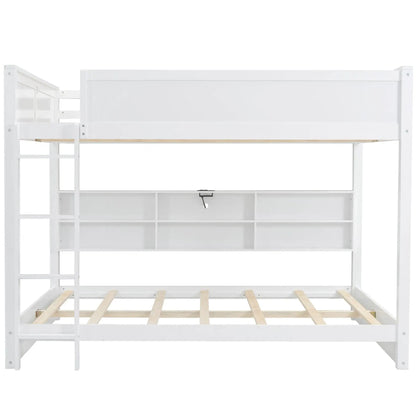 Bunk Bed with Storage Cabinets and USB Ports
