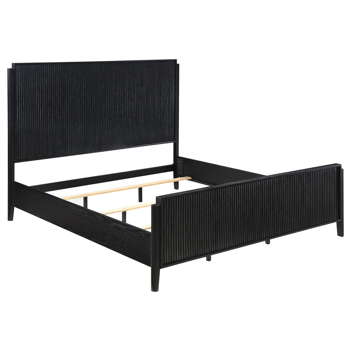 Ennis 4-Piece Bedroom Set black textured headboard platform bed frame HouseOfZazla on Tampa Home & Garden Store