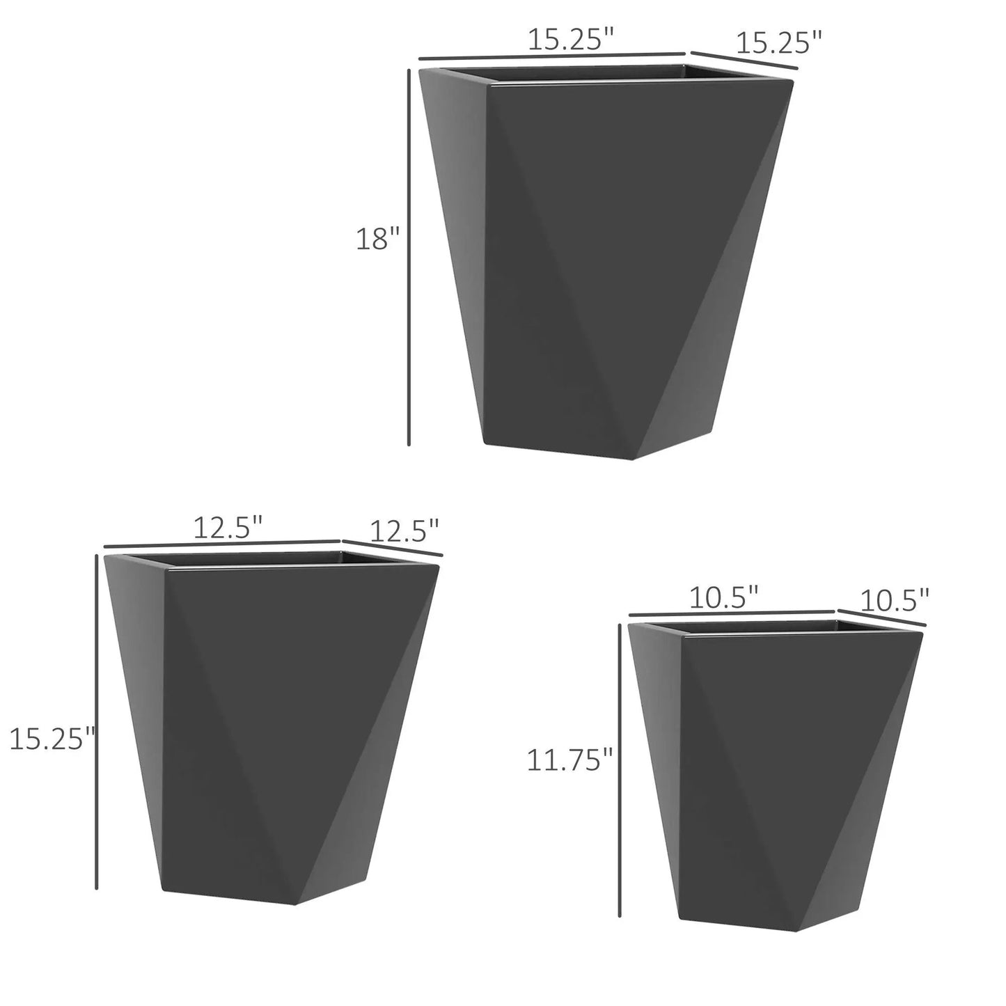Outsunny Tall Stackable Planters Set Of 3 Gray