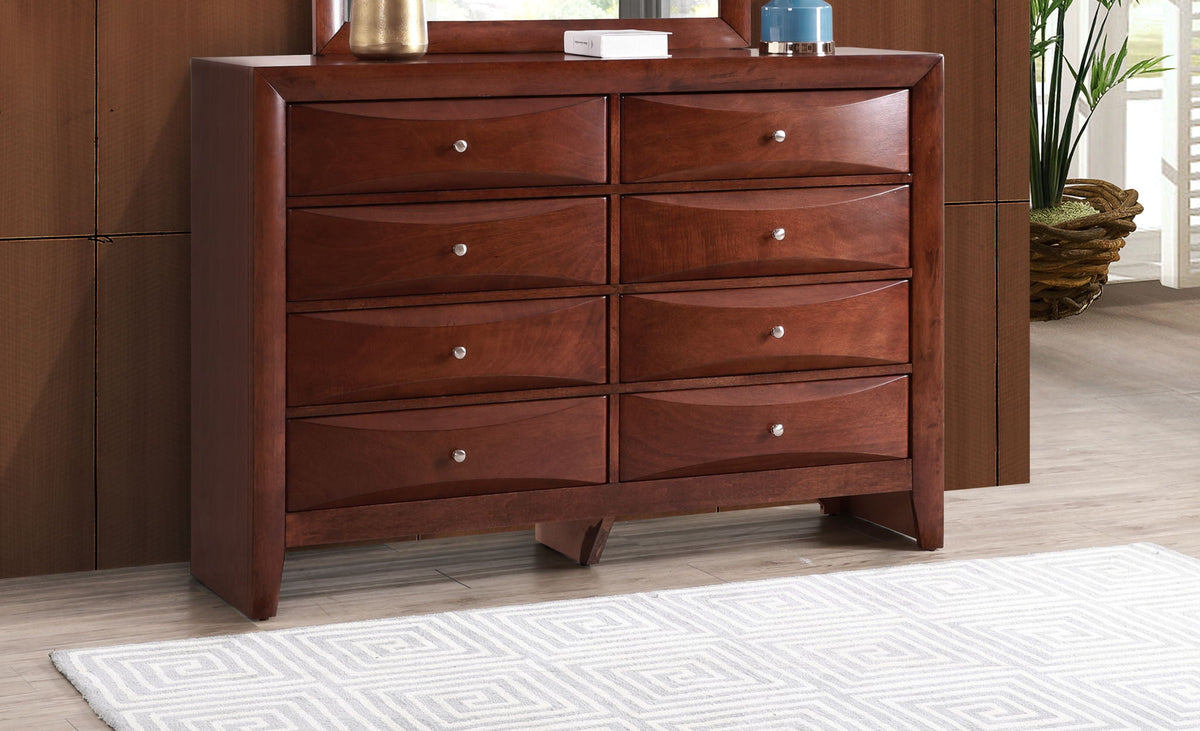 Marilla Dresser with molded resin fronts in dark cherry wood, 9-drawer, HouseOfZazla on Tampa Home & Garden Store