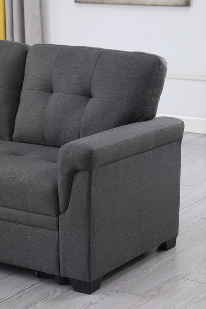 Lucca dark gray fabric sleeper sectional with tufted back cushions HouseOfZazla on Tampa Home & Garden Store