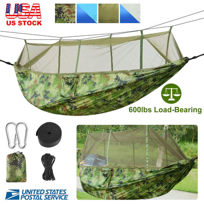 GemGear camping hammock 600lb load-bearing camo nylon with mosquito net, 2-person carry bag on Tampa Home & Garden Store