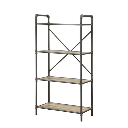 Itzel Bookshelf etagere with black metal frame and wood shelves, 3-shelf Unique Piece Furniture on Tampa Home & Garden Store