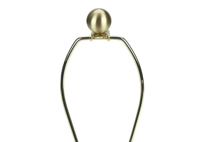 Table lamp in brass gold finish with a spherical finial atop a curved metal frame on Tampa Home & Garden Store
