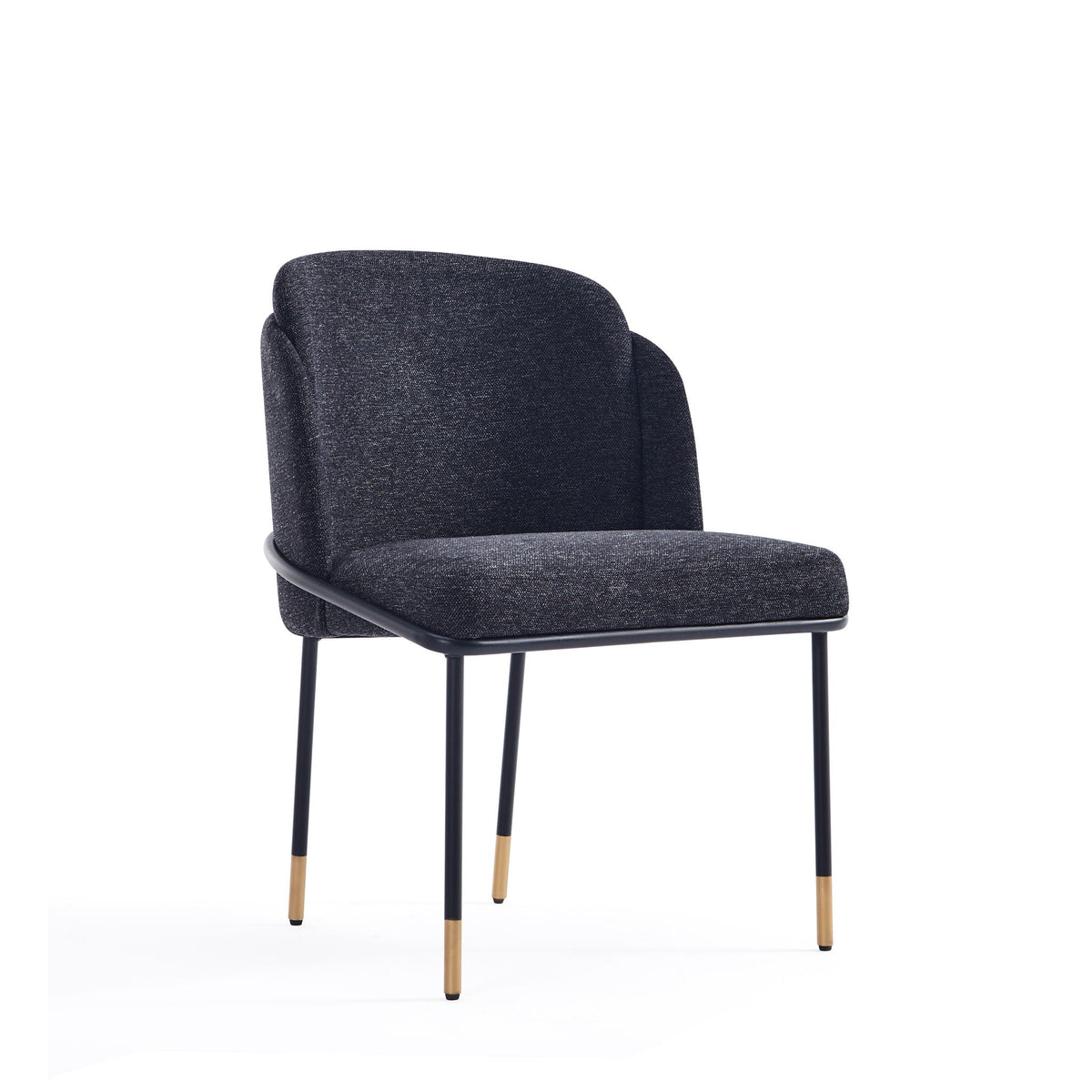 Flor Dining Chair with Twill Weave Upholstery dark gray HouseOfZazla 3 chairs black legs on Tampa Home & Garden Store