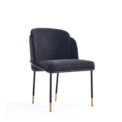 Flor Dining Chair with Twill Weave Upholstery dark gray HouseOfZazla 3 chairs black legs on Tampa Home & Garden Store