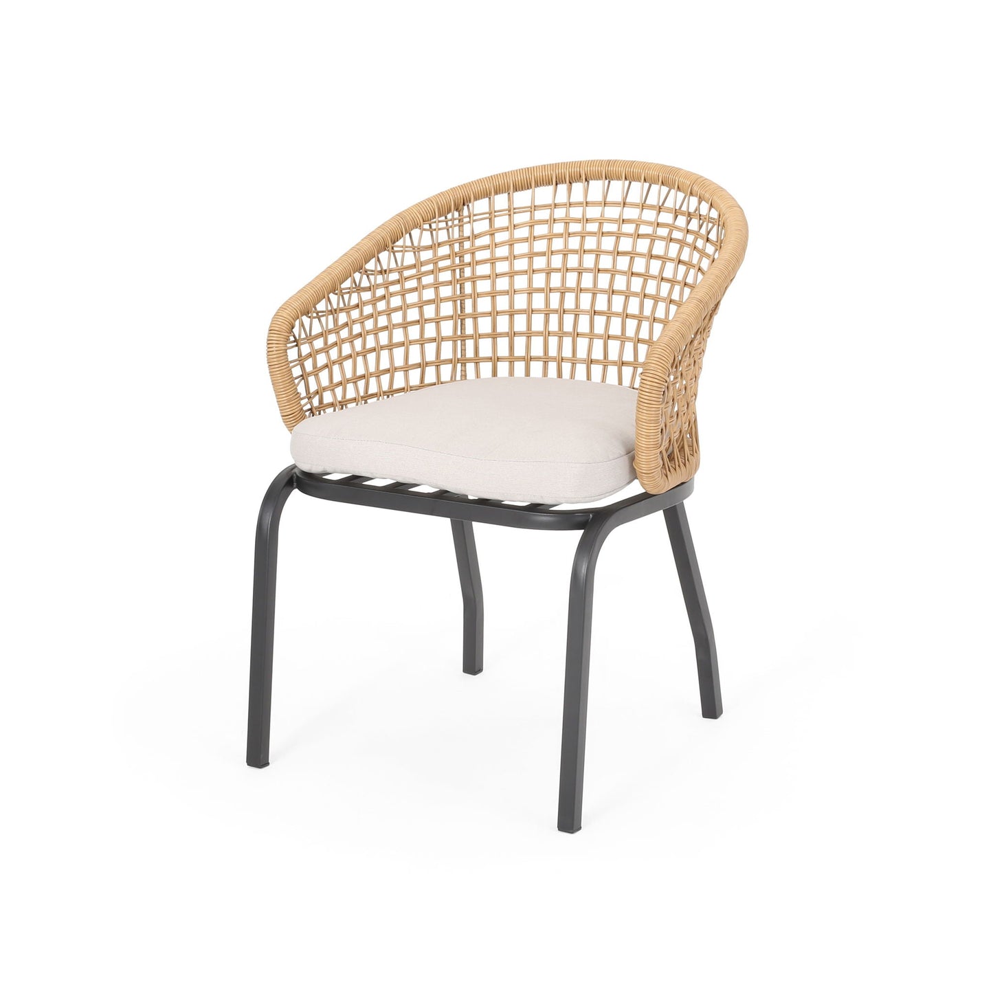 Outdoor and Indoor Wicker Chair with Iron Legs