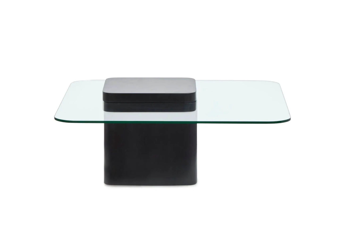 Donora square end table with glass top and black pedestal base by Unique Piece Furniture on Tampa Home & Garden Store