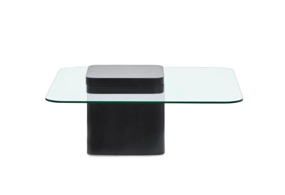 Donora square end table with glass top and black pedestal base by Unique Piece Furniture on Tampa Home & Garden Store