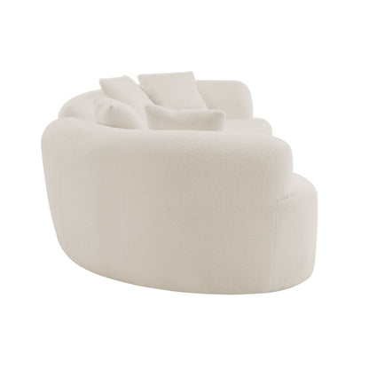 Curved 4 Seater Full Compression Sponge Sofa, ivory fabric, HouseOfZazla stationary sofa on Tampa Home & Garden Store