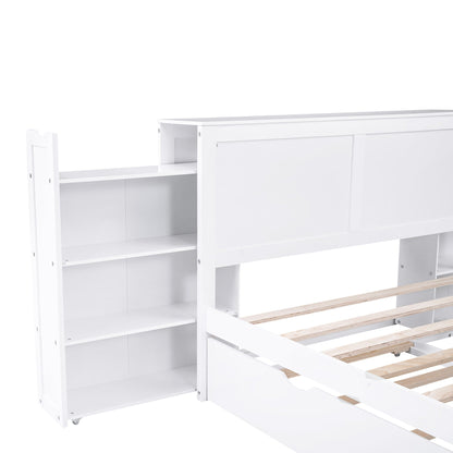 White storage platform bed with pull-out shelves and trundle HouseOfZazla on Tampa Home & Garden Store