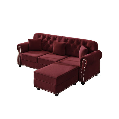 Upholstered Sofa Set with Nailhead and Pillows