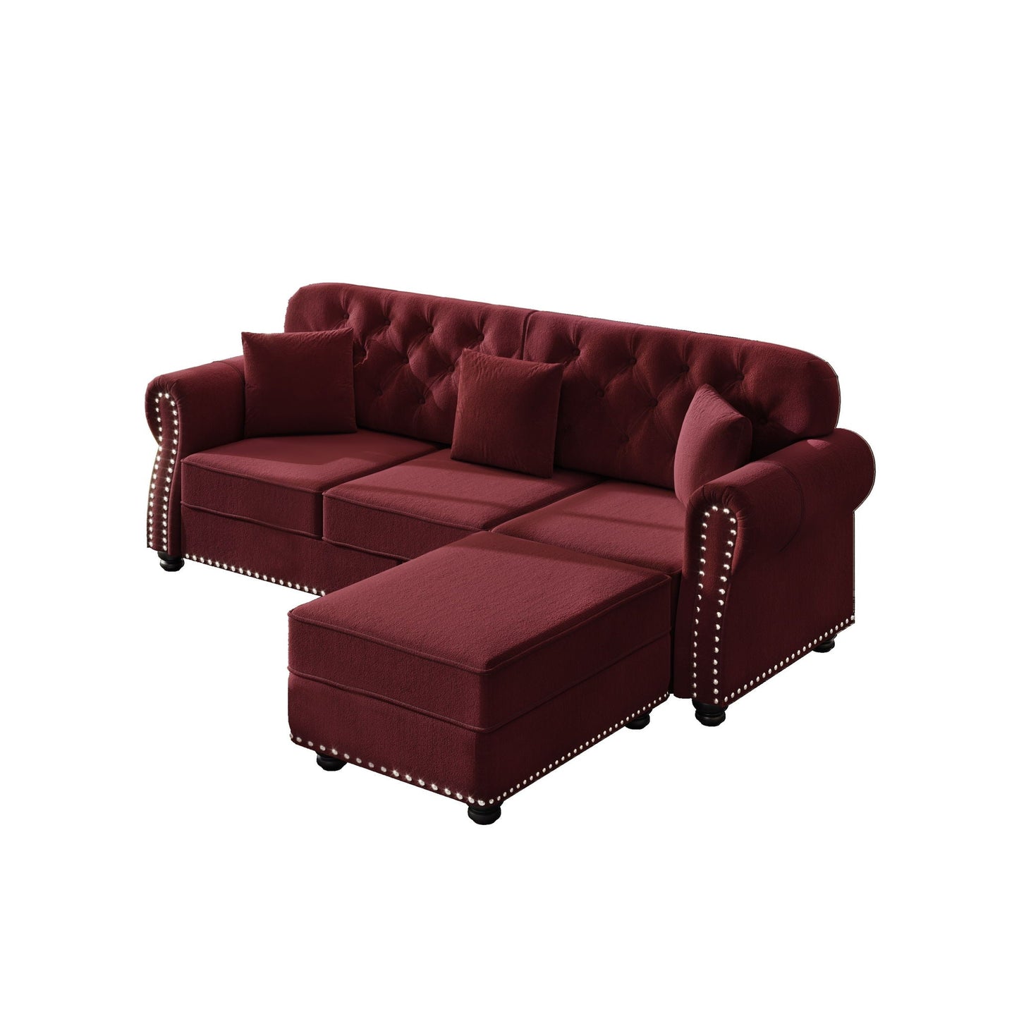 Modern Upholstered 3 Seater Sofa Set and Ottoman