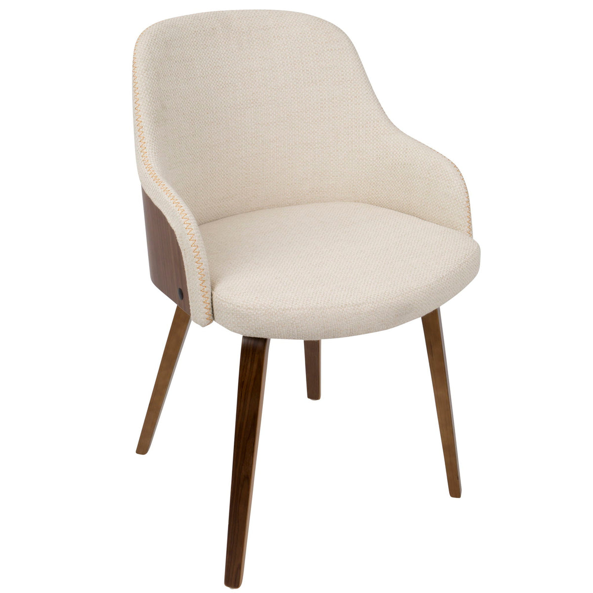 Mid Century Modern Dining Arm Chair with Upholstered Beige Seat by HouseOfZazla, wood legs on Tampa Home & Garden Store