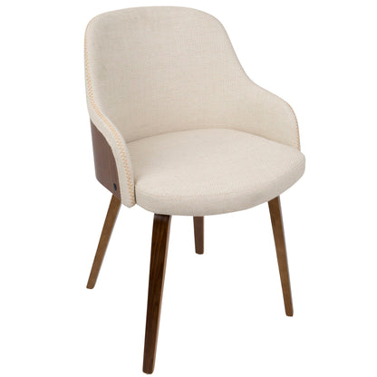 Mid Century Modern Dining Arm Chair with Upholstered Beige Seat by HouseOfZazla, wood legs on Tampa Home & Garden Store