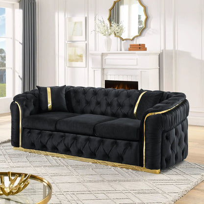 Button Tufted Chesterfield Sofa With 2 Pillows