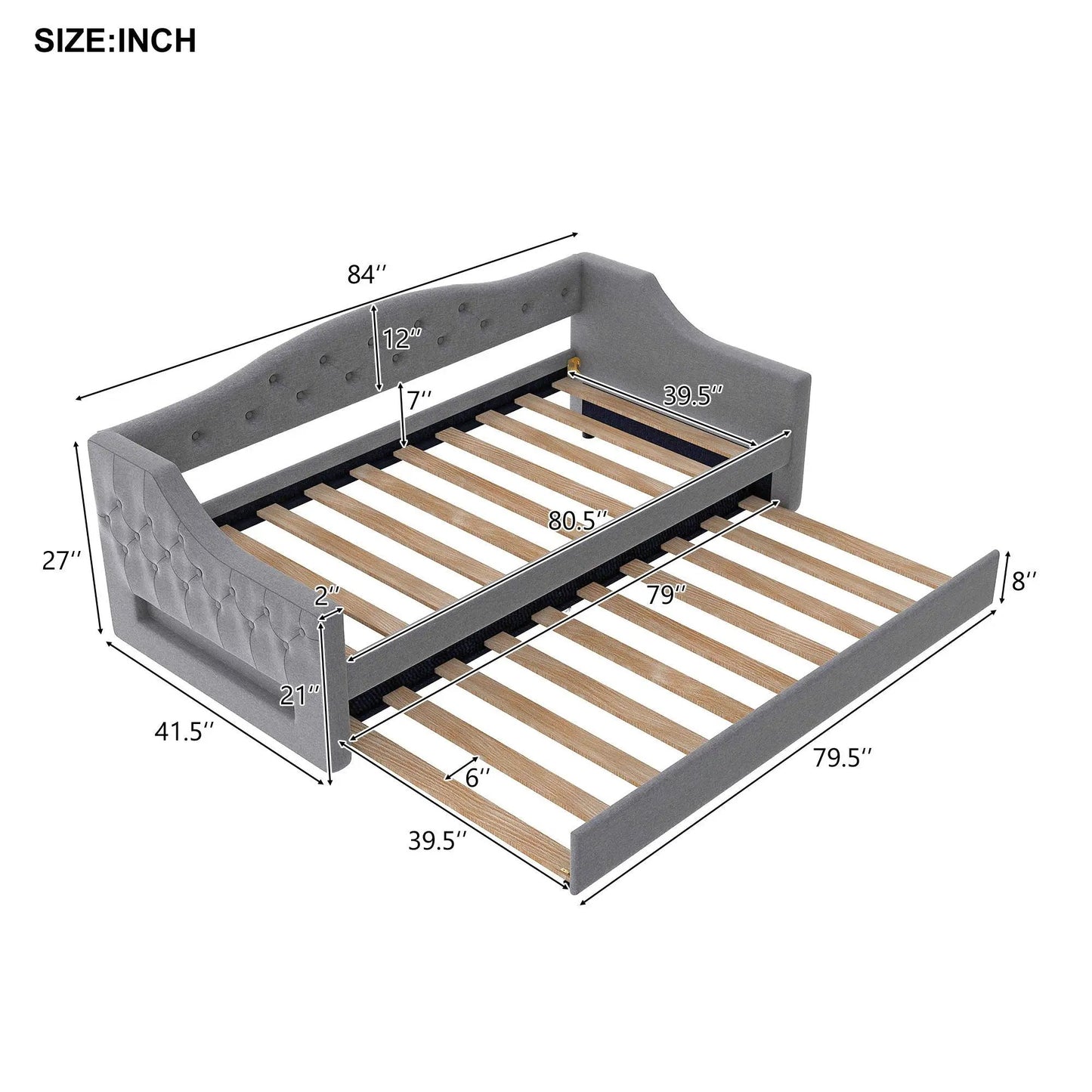 Daybed With LED Lighting and Upholstered Frame