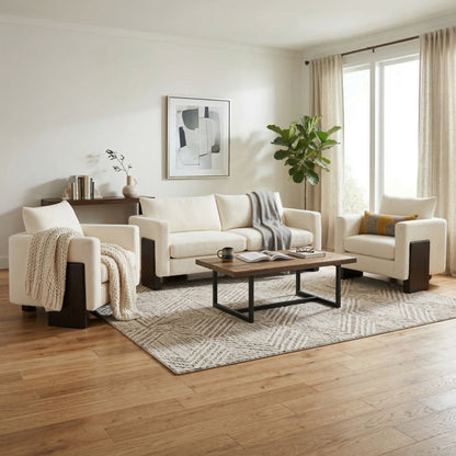A plush cloud sofa and chenille three piece set