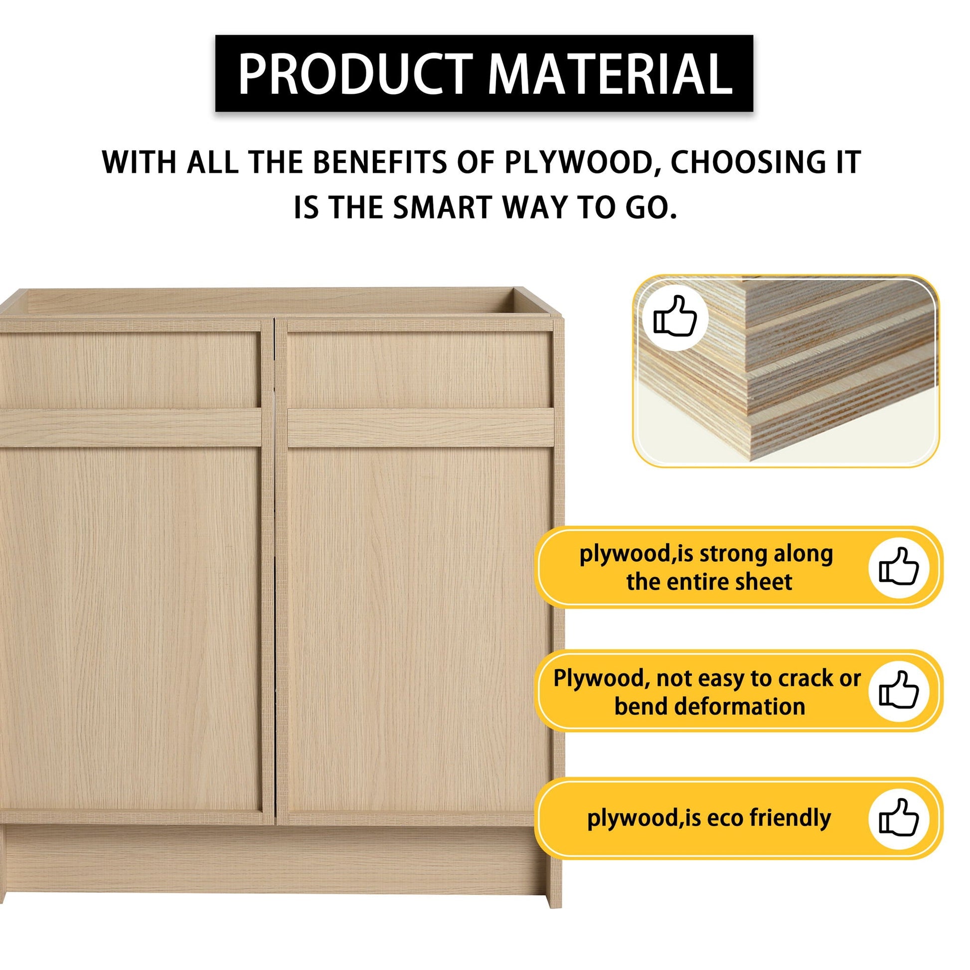 Freestanding bathroom vanity with resin sink, natural wood, soft-close doors HouseOfZazla on Tampa Home & Garden Store