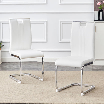 Bow Shaped Chairs, white faux leather upholstery, chrome base set of 2 on Tampa Home & Garden Store