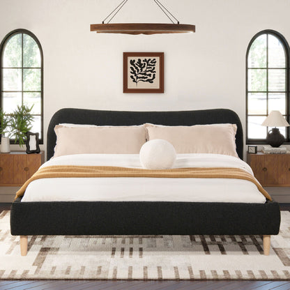 Curved Headboard and Upholstered Platform Bed
