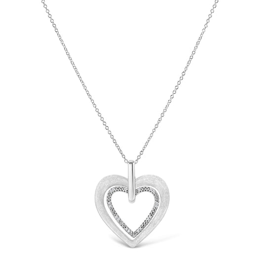 Sterling silver prong-set diamond accent double heart pendant necklace on 18in chain on Tampa Home & Garden Store