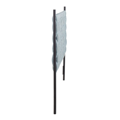 Braided Matisse Upholstered Queen Headboard with Metal Frame in blue-gray fabric, black posts on Tampa Home & Garden Store
