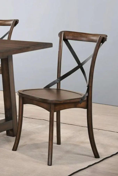 Kaelyn Metal Side Chair Set of Two Dark Oak