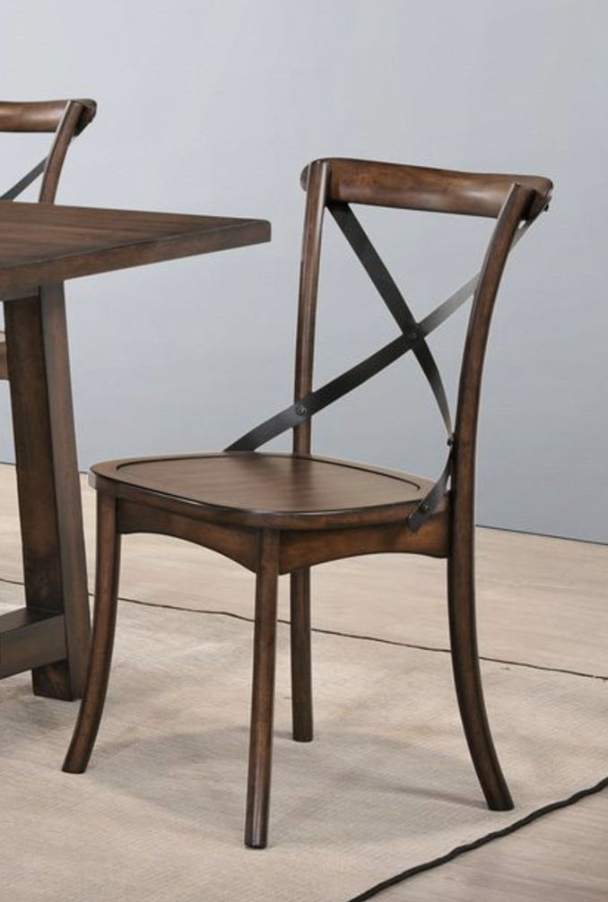 Kaelyn metal side chair in dark oak with black X-backrest, set of 2 by HouseOfZazla on Tampa Home & Garden Store