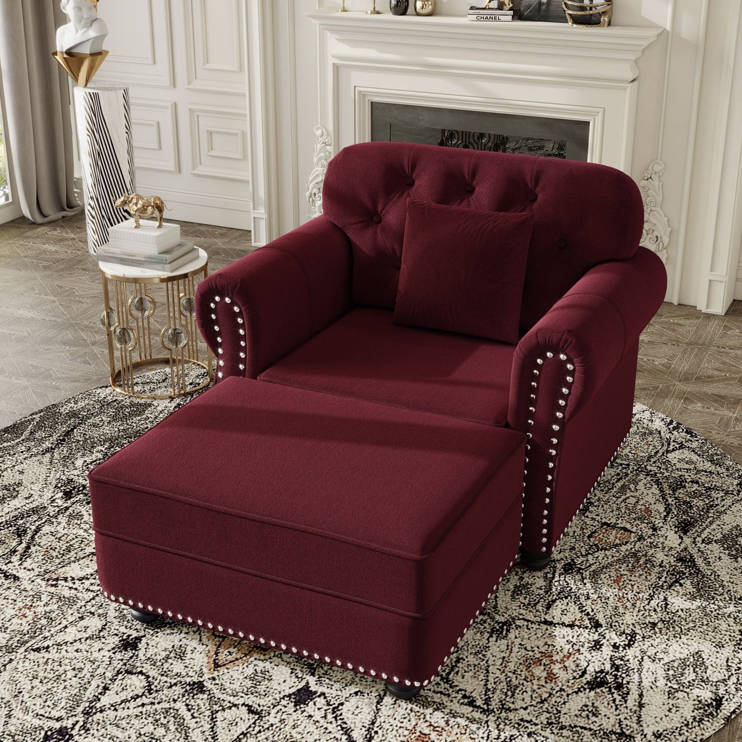 Sofa with nailhead trim and rolled armrests