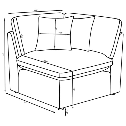 Greeley 5-Piece Upholstered Modular Sectional Sofa Ivory, stationary sectional cushions on Tampa Home & Garden Store