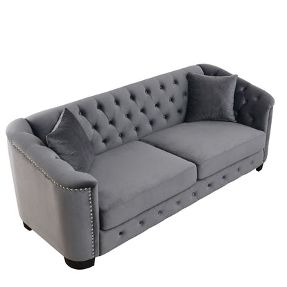Modern Chesterfield Sofa in gray velvet with tufted back on Tampa Home & Garden Store