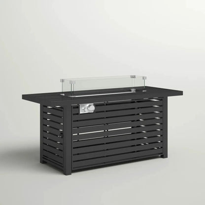 Propane Fire Pit Table with Cover Black Outdoor