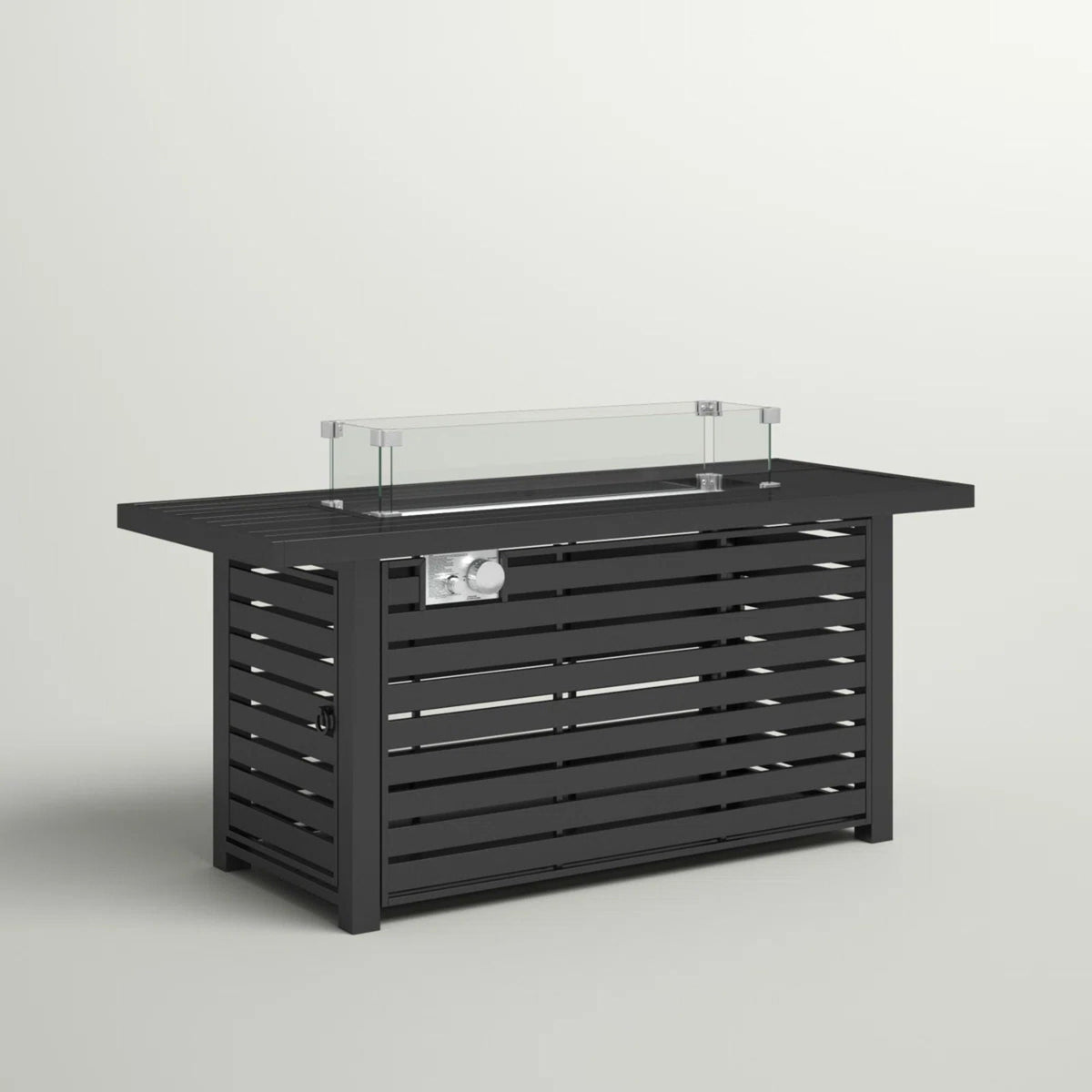 Propane fire pit table with glass guard in black finish by HouseOfZazla on Tampa Home & Garden Store