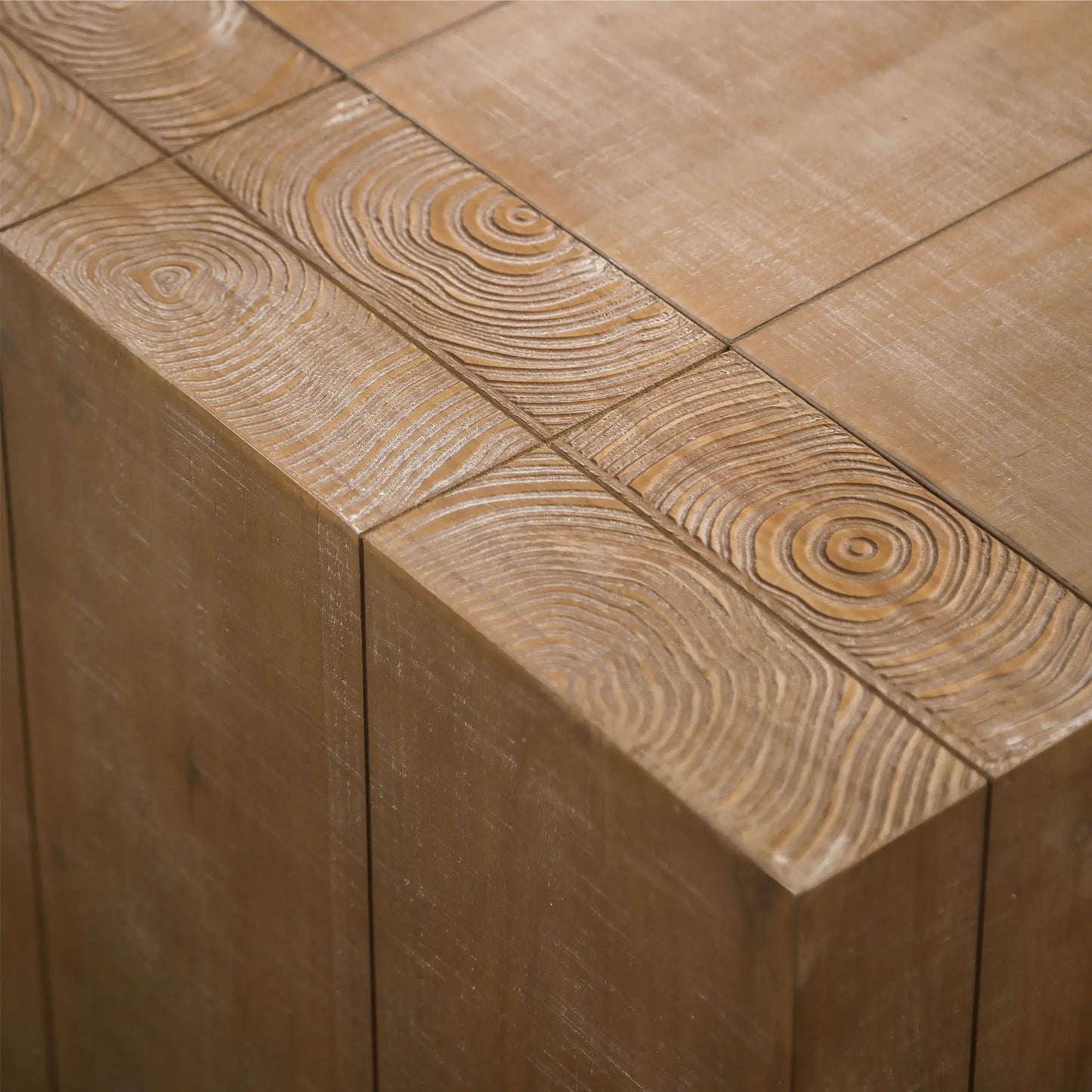 Minimalist rectangular coffee table in warm wood finish with visible natural grain on Tampa Home & Garden Store